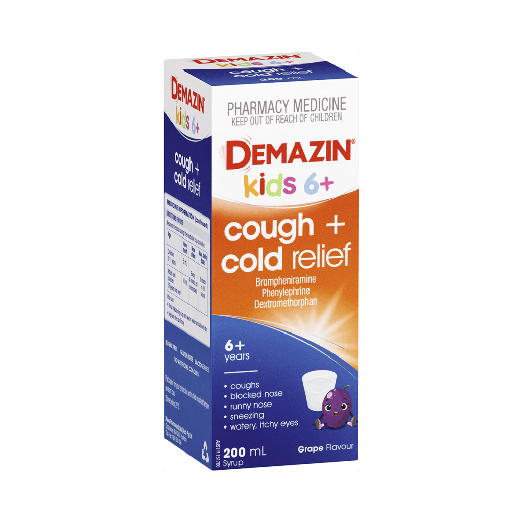 Demazin Kids 6+ Cough + Cold Relief Syrup Grape Flavour