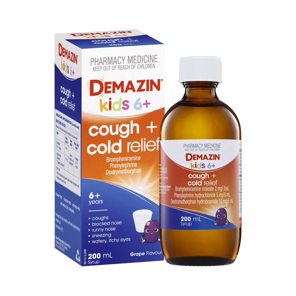 Demazin Kids 6+ Cough + Cold Relief Syrup Grape Flavour