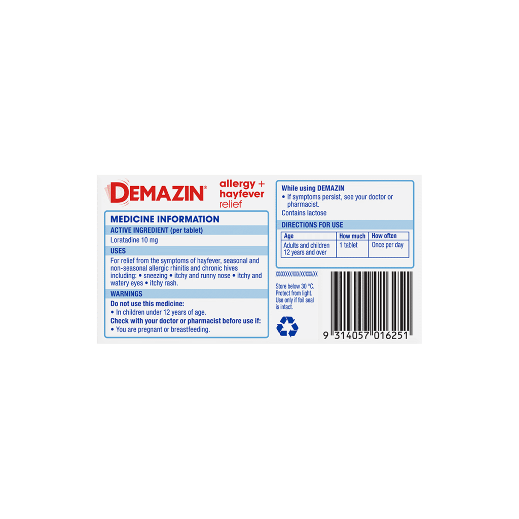 Demazin Allergy + Hayfever Relief Tablets 80 Tablets